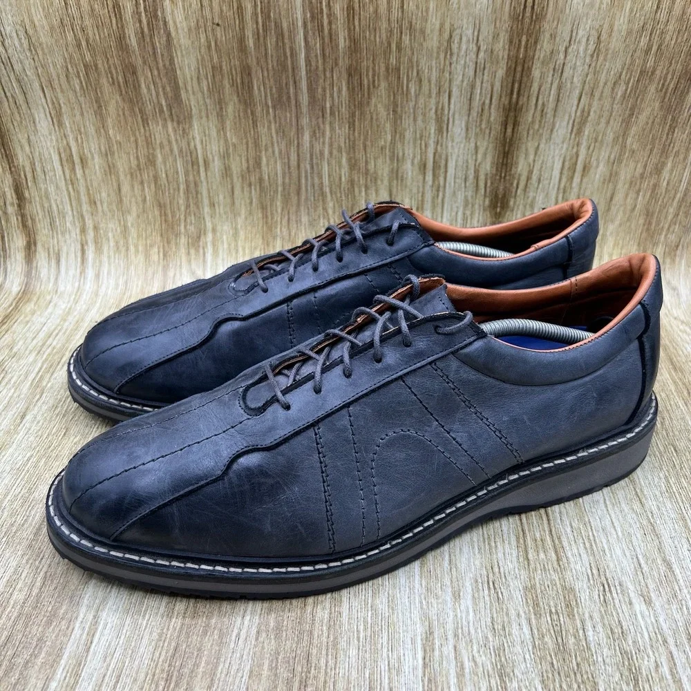 Allen Edmonds Voyager Men's 13 D Gray Leather Bicycle Toe Casual Oxford 9384